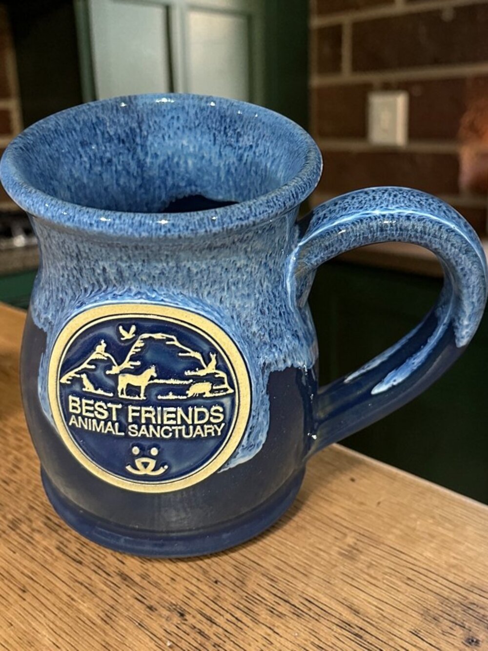 Vintage Deneen Pottery Mug – Friends Animal Sanctuary Blue Drip Glaze